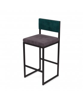 Барный стул Барнс-65 velur grey/velur azure/черный