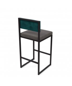 Стул барный Барнс-75 grey lunar/velur azure/черный