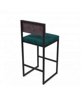 Стул барный Барнс-75 velur azure/velur grey/черный