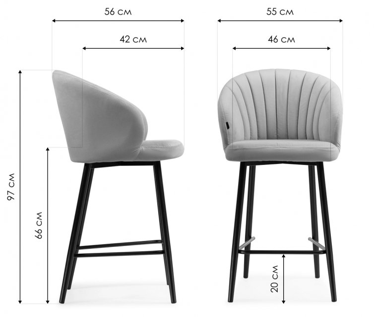 Полубарный стул Бэнбу velutto 05 / черный