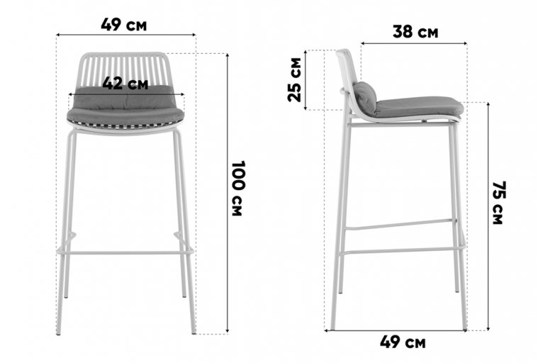 Барный стул Лорвин с подушкой серый