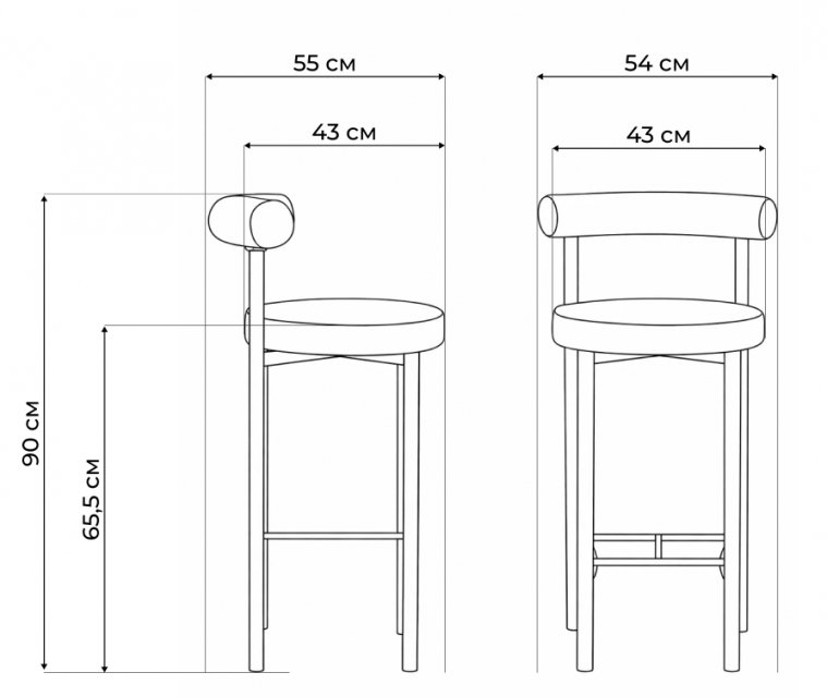 Полубарный стул Флориан букле молочный / черный
