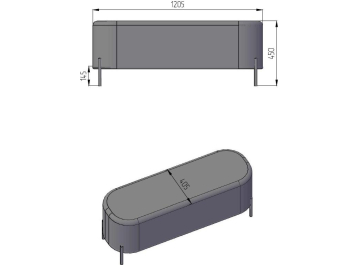 Банкетка Gawaii тёмно-серая
