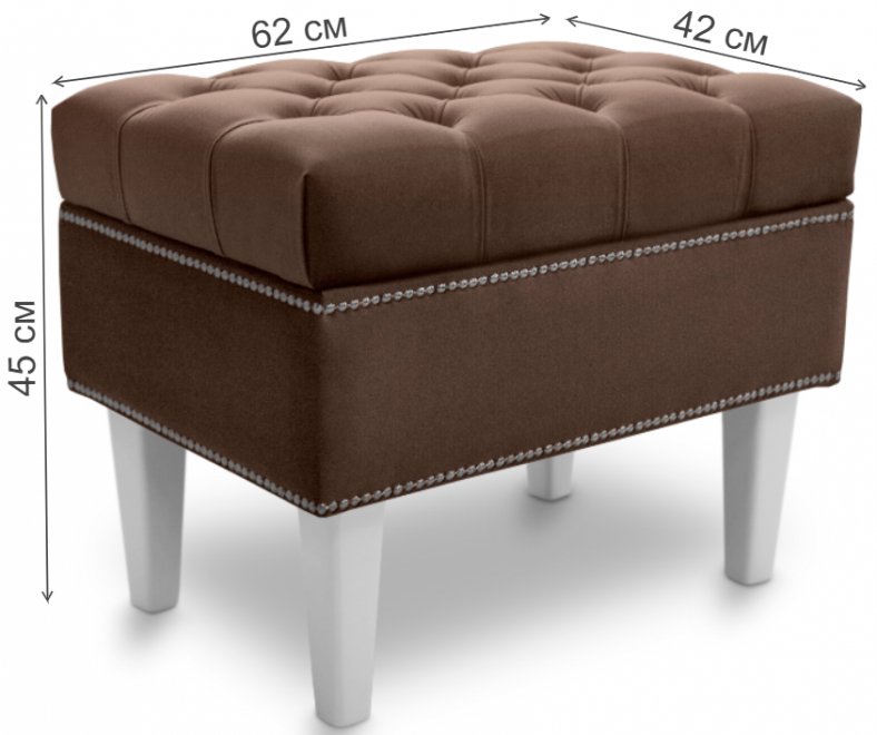 Банкетка Париж 600 amo 09 / белый / серебро / коричневый