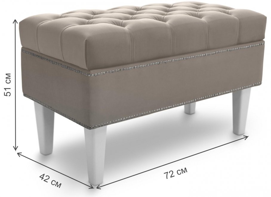 Банкетка Париж 700 amo 02 / белый / серебро