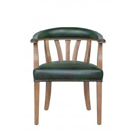 Мягкий стул с подлокотниками Tanner Green Leather