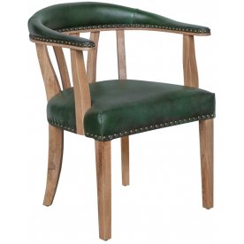 Мягкий стул с подлокотниками Tanner Green Leather