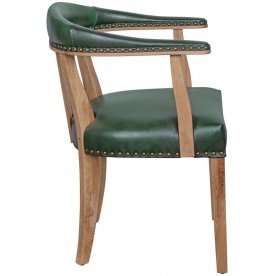 Мягкий стул с подлокотниками Tanner Green Leather