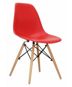 Стул дизайнерский Eames белый деревянный каркас красный