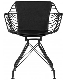 Стул дизайнерский Юджин черное / с черной подушкой