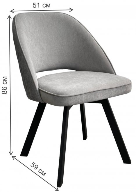 Стул на металлокаркасе Duna велюр серый B22 / черный