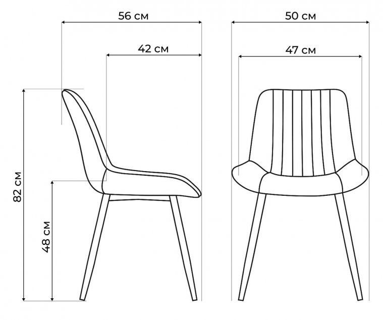 Стул на металлокаркасе Вейв темно-серый / черный
