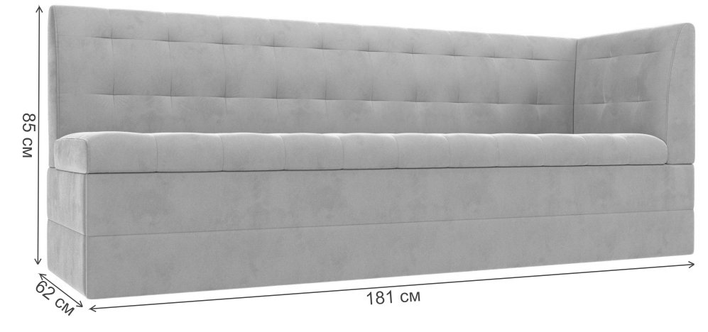 Кухонный диван Бриз правый рогожка berat серая