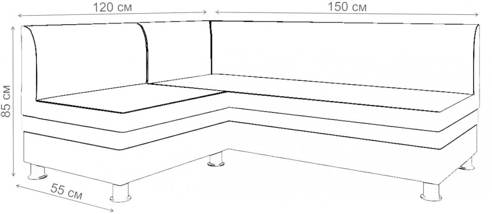 Кухонный диван Уют угловой экокожа белый левый