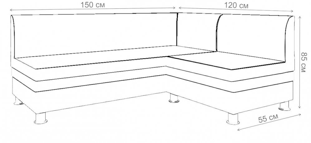 Кухонный диван Уют угловой экокожа бежевый правый