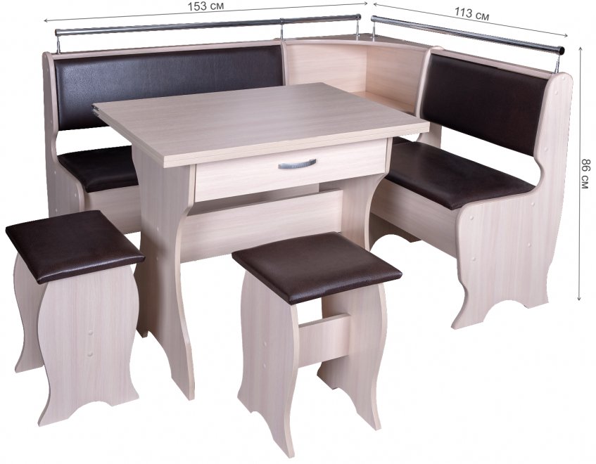 Кухонный уголок Елена-5 дуб / кожзам коричневый