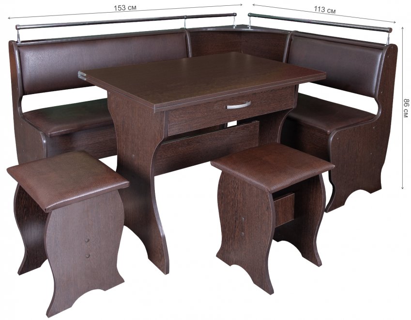 Кухонный уголок Елена-5 венге / кожзам коричневый