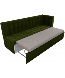 Диван кухонный угловой Бриз правый вельвет зеленый