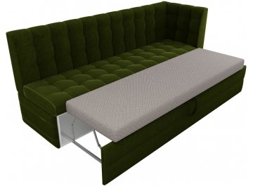 Диван кухонный угловой Бриз правый вельвет зеленый