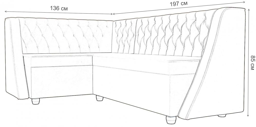 Кухонный диван Лофт левый микровельвет бежевый