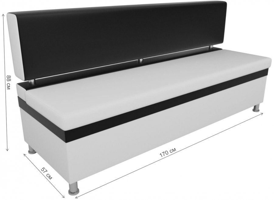 Кухонный диван Стайл экокожа бело-черный