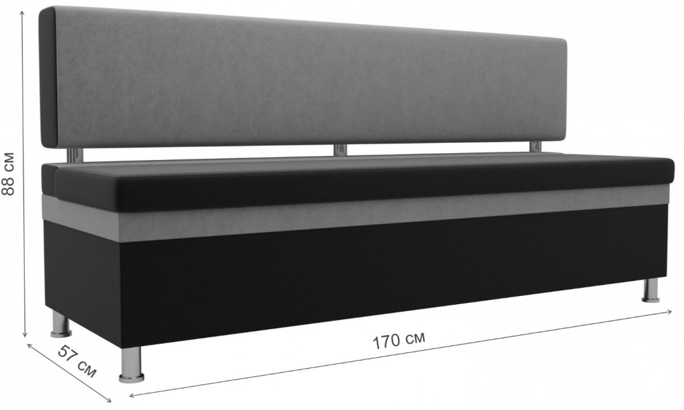 Кухонный диван Стайл микровельвет черный / фиолетовый