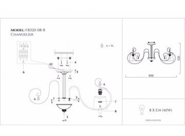 Люстра Simone FR2020-CL-08-BZ