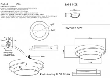 Диодный потолочный светильник FLOR PL39W LED 4000K GR