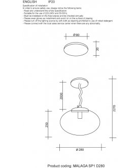 Светильник MALAGA SP1 D280 GOLD