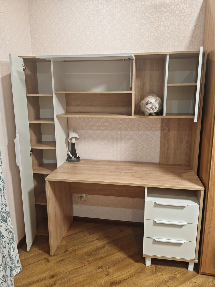 Письменный стол Комфорт 12.95 N дуб сонома / белый PE шагрень фото покупателя 8