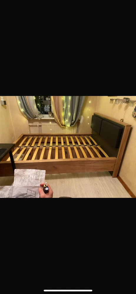 Полутораспальная кровать Клауд 140х200 парящая дуб крафт золотой / антрацит фото покупателя 23