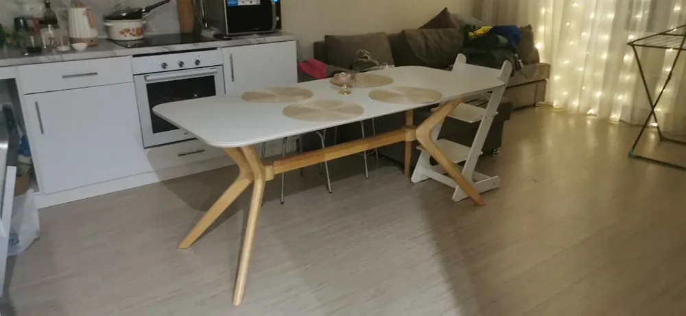 Стол Unika 180x80 белый спеченный камень / светлое дерево фото покупателя 2