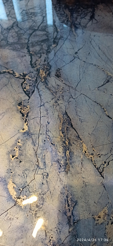 Стеклянный стол Кловис 100(140)х100х76 обсидиан / черный фото покупателя 4