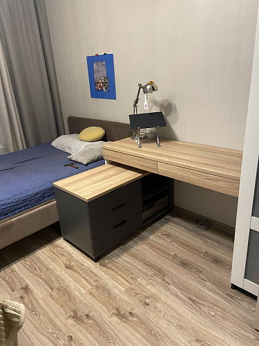 Письменный стол Скайлайт СЛ-22К блэквуд ячменный / графит / белый / меренга фото покупателя 1