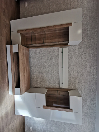 Витрина Куба 1701.М4 дуб сонома / белый глянец фото покупателя 2