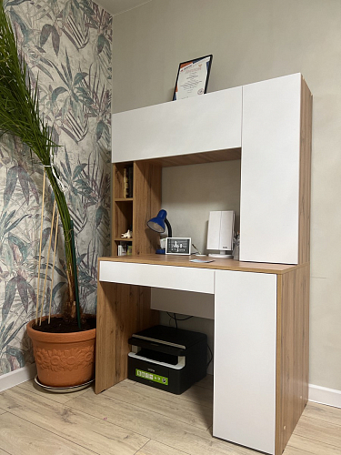 Письменный стол Комфорт 12.71 дуб золотой craft / белая аляска  - Уцененный экземпляр фото покупателя 91