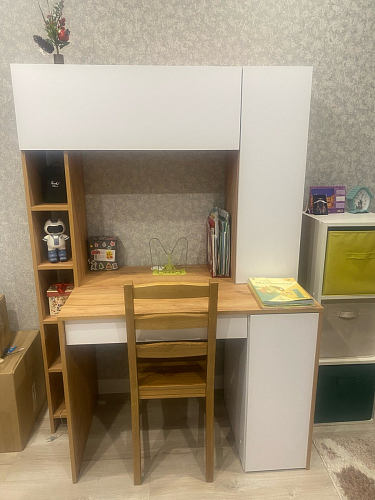 Письменный стол Комфорт 12.71 дуб золотой craft / белая аляска фото покупателя 57