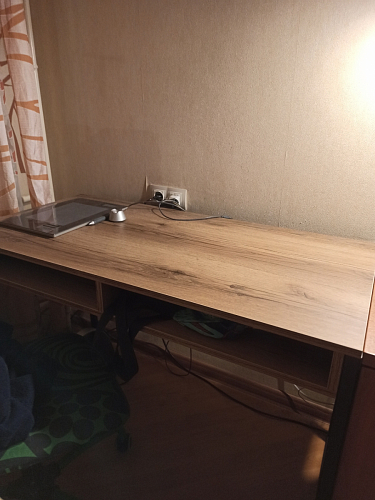 Письменный стол Леон Лофт черный матовый / дуб вотан фото покупателя 192