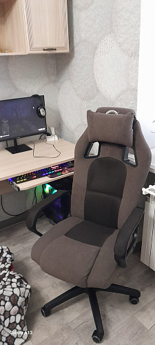 Компьютерное кресло Driver/Драйвер кожзам черный / ткань черный фото покупателя 37