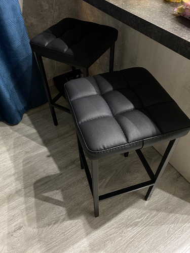 Барный стул Лофт кожзам темно-серый / черный матовый фото покупателя 167