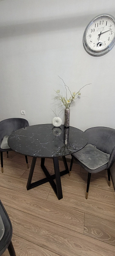 Стеклянный стол Норфолк d100 белый мрамор / черный фото покупателя 44