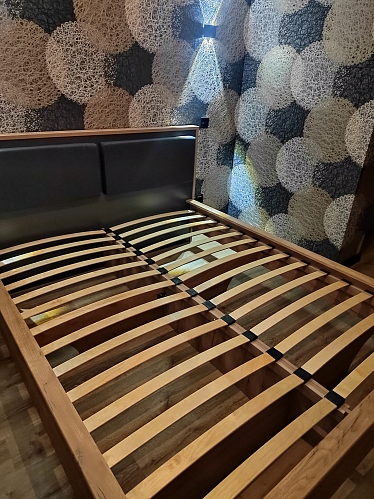 Двуспальная кровать Клауд 160х200 парящая дуб крафт золотой / антрацит фото покупателя 599