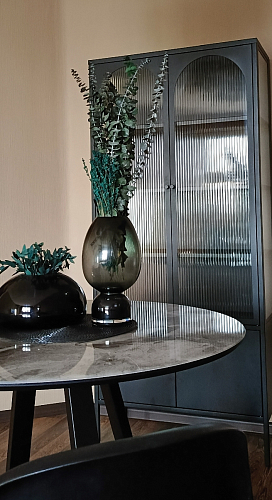 Стеклянный стол Норфолк d100 белый мрамор / черный фото покупателя 35