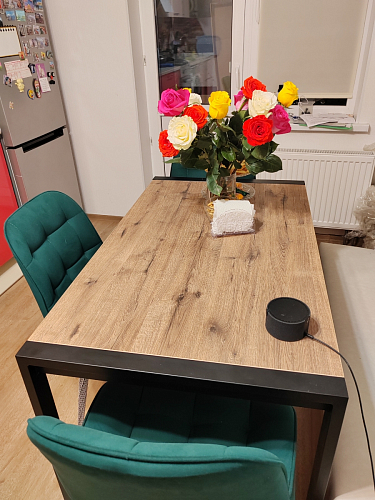 Стол Центавр 120(160)х70х75 файерстоун / черный матовый фото покупателя 11