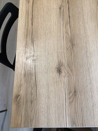 Стеклянный стол Фостер 120(160)х120х76 белый мрамор / черный фото покупателя 2