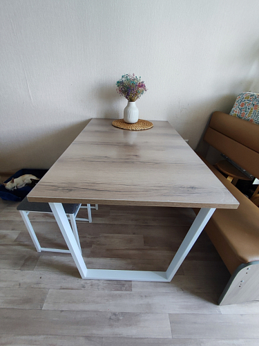 Деревянный стол Барон О 200 х 90 белая пленка шагрень / черный фото покупателя 44