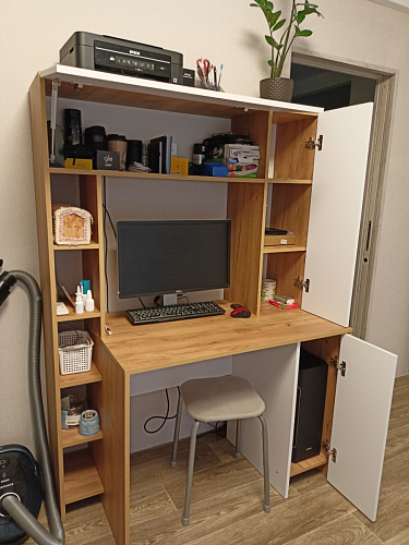 Письменный стол Комфорт 12.71 дуб золотой craft / белая аляска  - Уцененный экземпляр фото покупателя 109