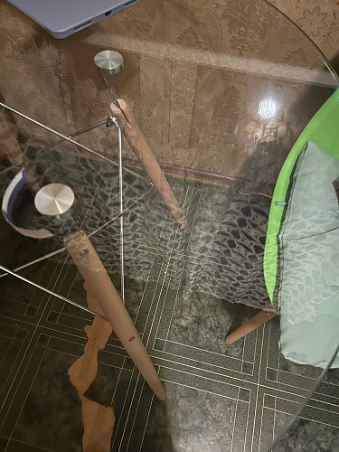 Стеклянный стол PT-151 90х90х76 clear glass / wood фото покупателя 5