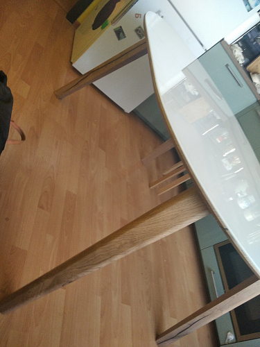 Стеклянный стол Семвэлл белый / дуб монтана фото покупателя 5