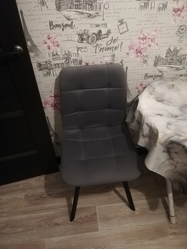 Стул на металлокаркасе Чилли К светло-серый велюр / черный каркас фото покупателя 364